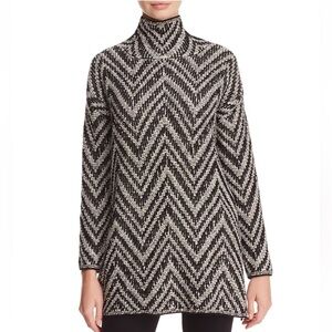 Eileen Fisher Baby Alpaca & Organic Cotton Chevron Tunic Sweater sz L